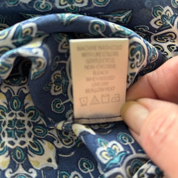 Womens Boho Hippie Artsy Blue Medallion Print V-Neck Tie Front Blouse Top  2X - Picture 10 of 11